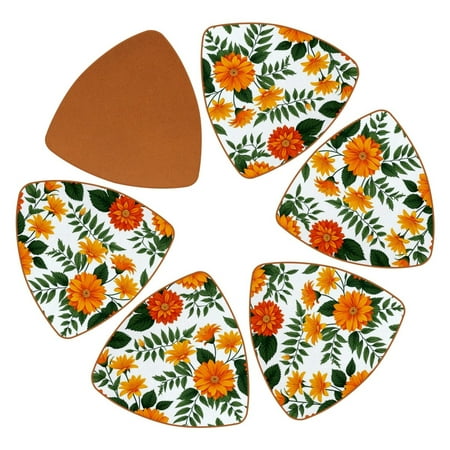 

YZUOUZY Home Decor Table Decor Pack of 6 Triangle Microfiber Leather Bar Coasters Flourish Flower