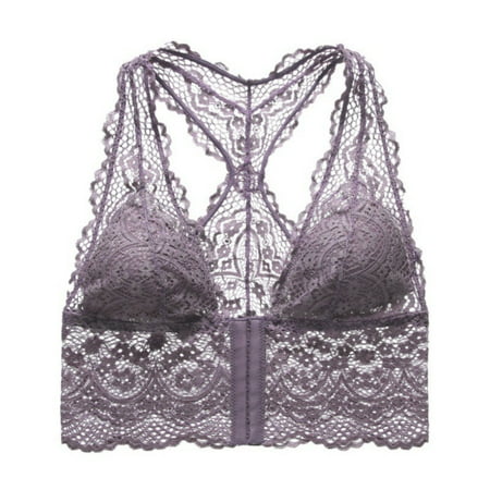 

Women s Comfort Bra Front Buckle Seamless Vest Lace Bra Beauty Back Large Size Underwear Adjustable Sports Breathable Bra Purple L