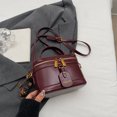 thumbnail image 6 of husxh Retro Leather Bucket Bag for Women Zipper Closure Shoulder Purses (Wine Red), 6 of 9
