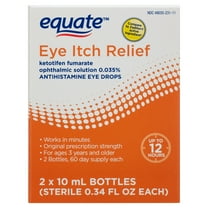 Equate Eye Itch Relief Antihistamine Eye Drops, 2 Count, 0.34 fl oz (10 mL), Compare to Zadiator® Active Ingredient