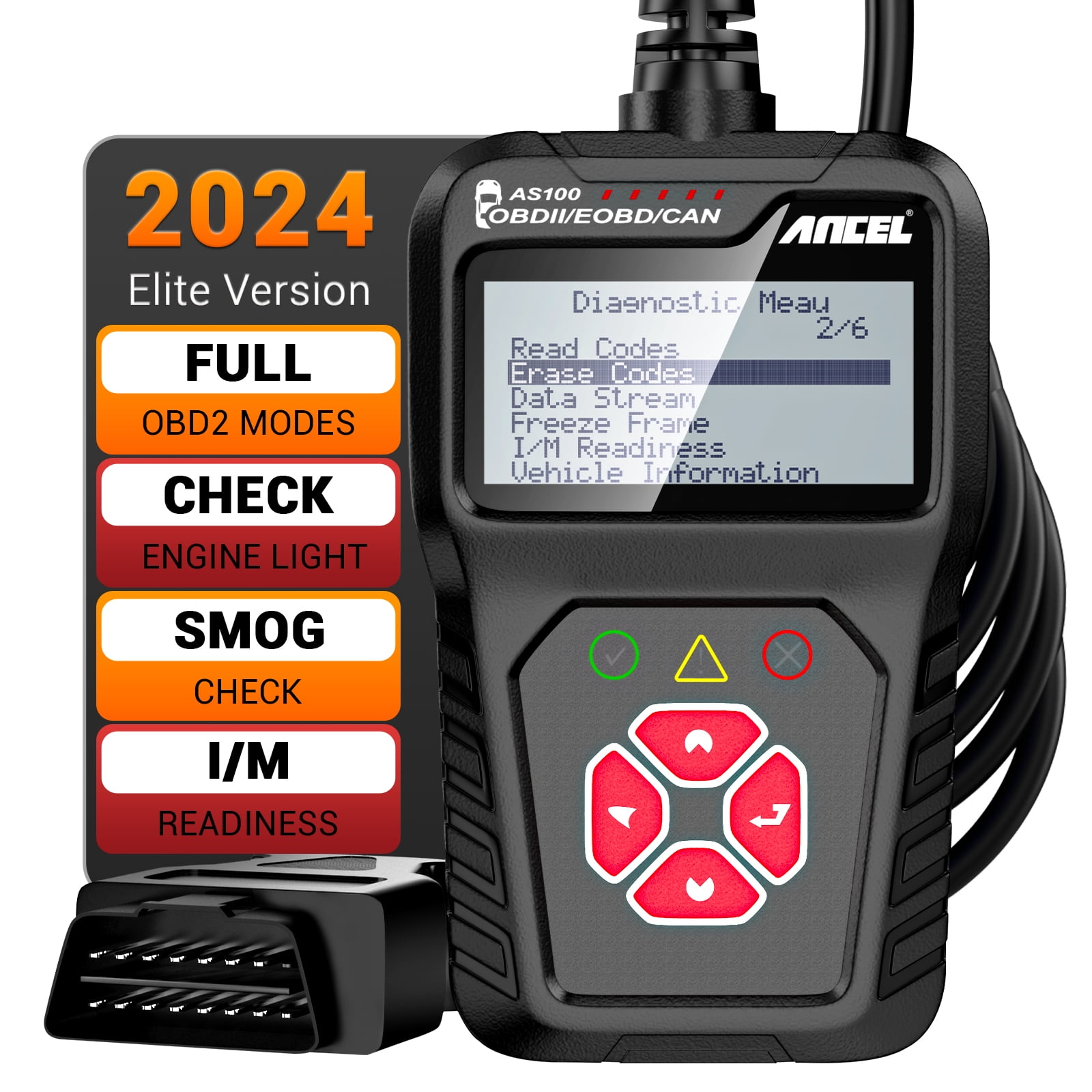 ANCEL AS100 OBD2 Scanner Engine Code Reader Car Diagnostic Tool Free Update Automotive Detectctor Check Engine Light Turn off Analyzer Auto Code Reader ODB 2 Car Diagnostic Tool