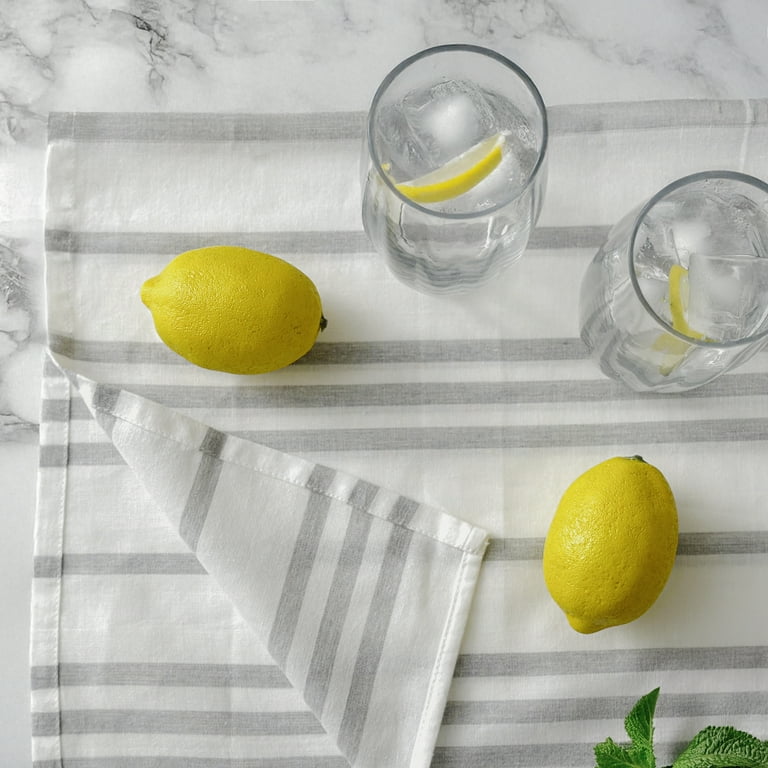 Mainstays 5-Pack Flour Sack Kitchen Towels, White & Gray Stripe