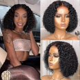 thumbnail image 5 of Peluca corta de ondas profundas, cabello humano virgen brasileño rizado, peluca corta bob rizada con cierre frontal, pelucas cortas negras, 5 of 5