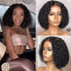 thumbnail image 5 of Peluca corta de ondas profundas, cabello humano virgen brasileño rizado, peluca corta bob rizada con cierre frontal, pelucas cortas negras, 5 of 5