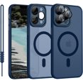 thumbnail image 1 of SHIQI-iPhone 13 Pro Case Magnetic, Phone Case iPhone 13 Pro Magnetic Slim Thin Translucent Matte Back Shockproof Anti-Yellow Protective Cover Case for iPhone 13 Pro Dark Blue, 1 of 4