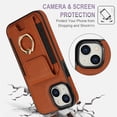 thumbnail image 3 of SaniMore for iPhone 15 Case with Metal Rotating Ring Kickstand RFID Blocking Card Slots PU Leather Anti-scractch Wear-resitant Shockproof Wallet Cover for iPhone 15(6.1" 2023), Brown, 3 of 9