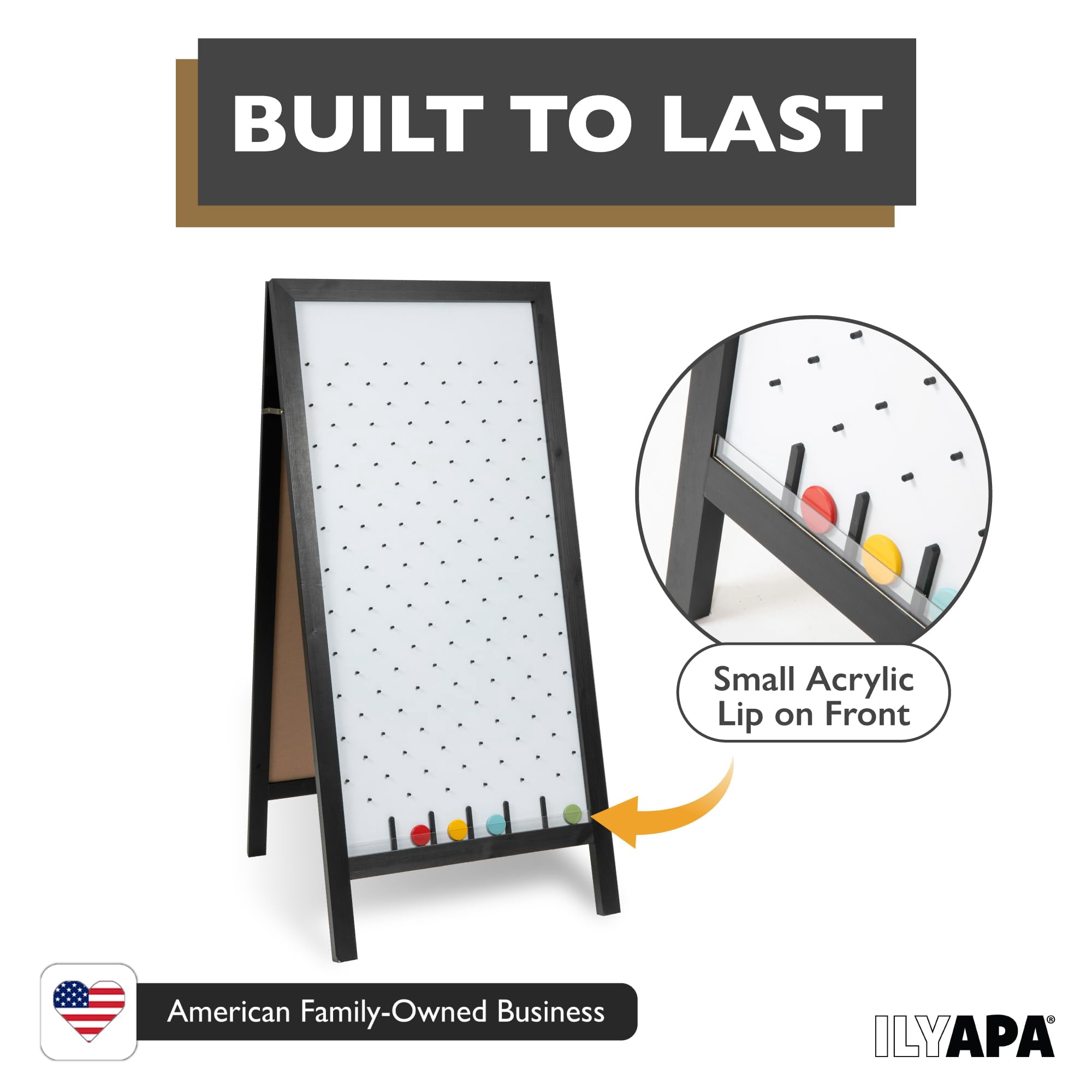 Ilyapa Extra Large Prize Drop Board Game - 28x57 Inch - Portable Game, Includes 20 Coin Discs, Double Sided Wooden A-Frame Whiteboard Sign, Eraser