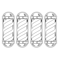BarberMate® Barber Pole Vinyl Car Decal White (4 Pack)