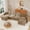 Camel, variant on Chenille Loveseat Cloud Sectional Couches,Tufted Cushion Backrest Design,Armrests High Quality Wooden Base,Pink