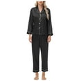 thumbnail image 6 of WTOBBY Women's Plus Size Ice Silk Satin Long Sleeve Long Pants Pajama Set, Soft Lightweight Loungewear for Home Relaxation and Sleep,Black L, 6 of 6