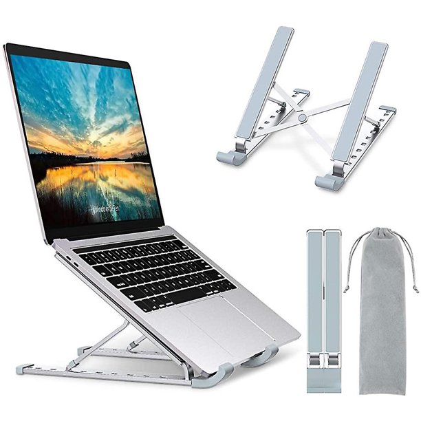Soporte para computadora portátil, soporte ajustable para computadora portátil de 9 niveles, compatible con enfriador de aluminio ventilado