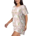 thumbnail image 2 of Naloa Rabbit Women's Short-Sleeved Pajama Set, Loungewear, Summer pajamas, Breathable Cozy - Small, 2 of 9