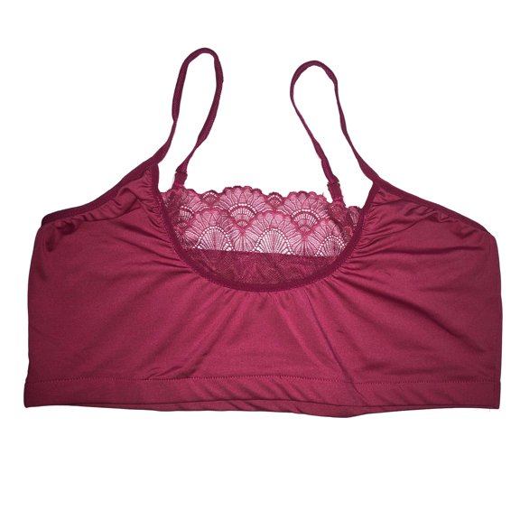 rygai Women Bra Lace Patchwork Sexy Pure Color See through Crop Top Bustier for Daily Wear,Pink,2XL