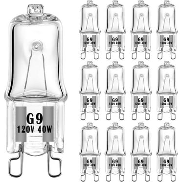 G9 Halogen Bulb 40W 120V T4 JCD Type G9 Base 2 Pin Light Bulb Dimmable Warm White (Pack of 12)