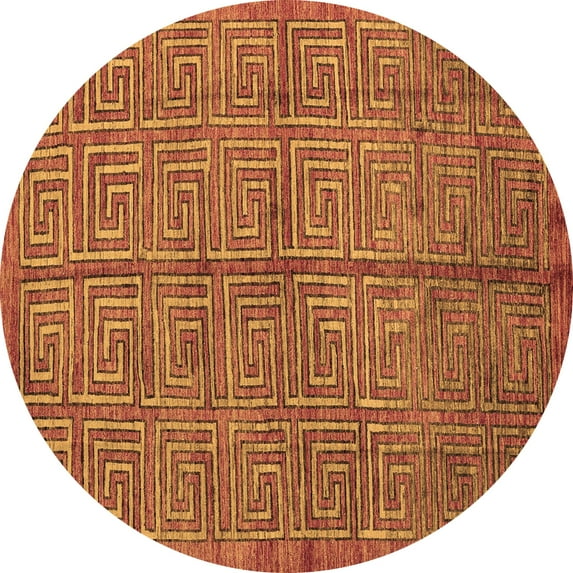Ahgly Company Indoor Round Abstract Brown Modern Area Rugs, 3' Round