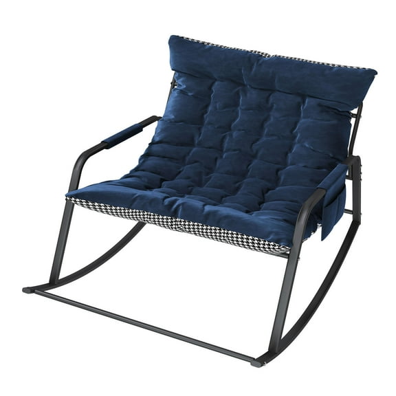 Comfortable Ergonomic Rocking Chair with Cushions and Storage Ideal for Bedroom, Living Room, and Garden, Blue