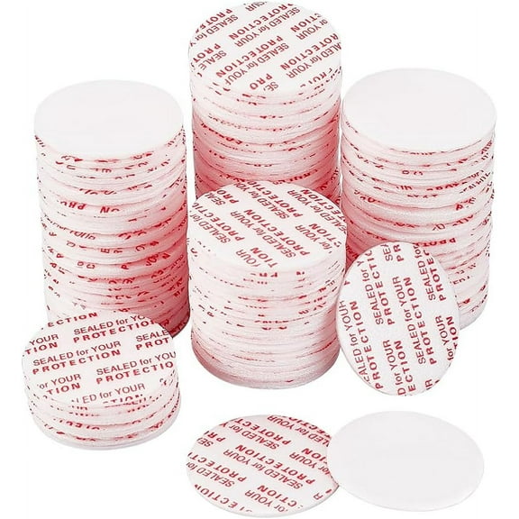 600Pcs Pressure Sensitive Seals 24mm Waterproof Foam Lid Liners Round Safety Tamper Resistant Jar Seals Bottle Seals for Cosmetic Plastic Glass Jar Lid Canning Vials 1mm Thick.
