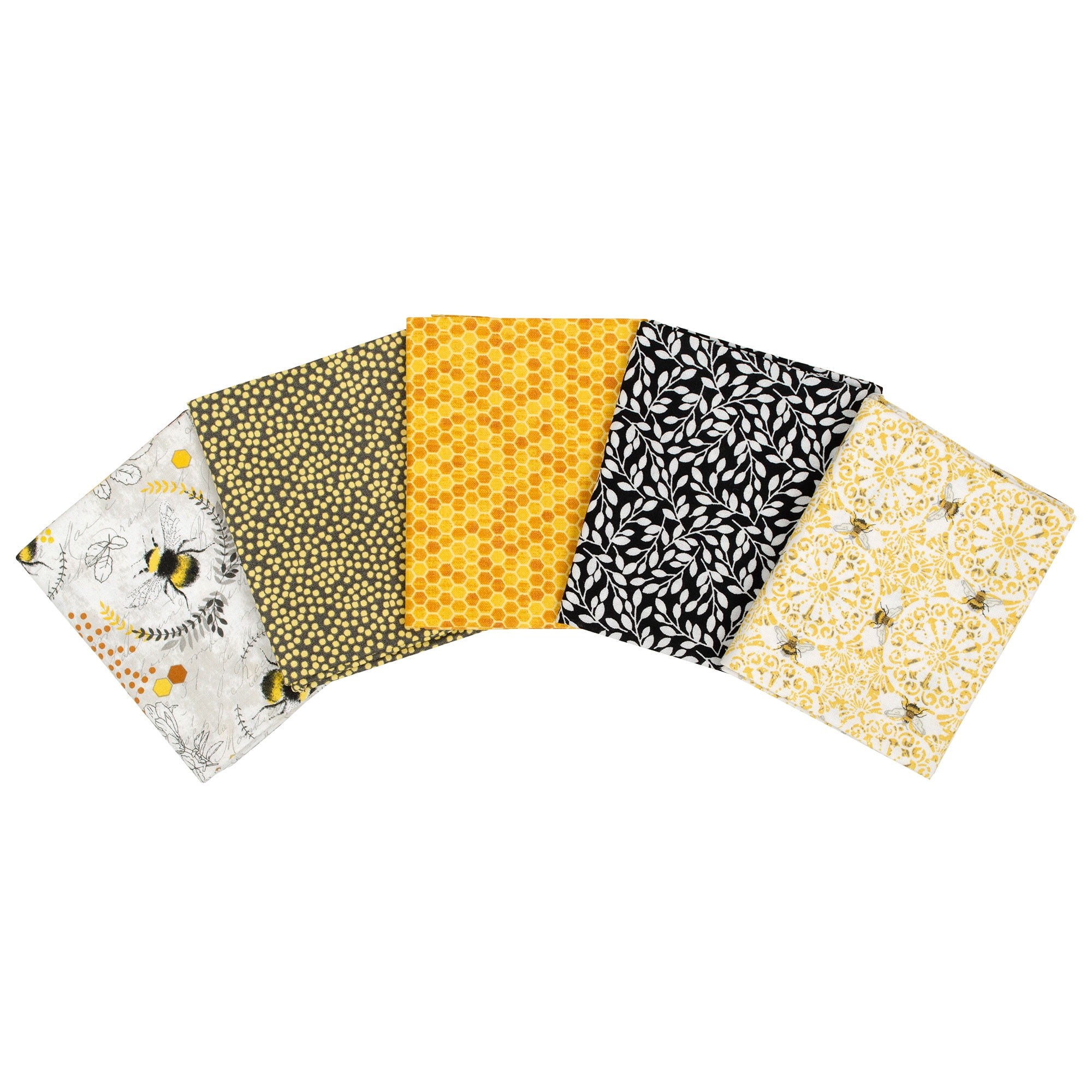 (3 pack) Create It 18" x 21" Cotton Bumble Bee Precut Sewing & Craft Fabric Bundle, Multicolor 5 Piece