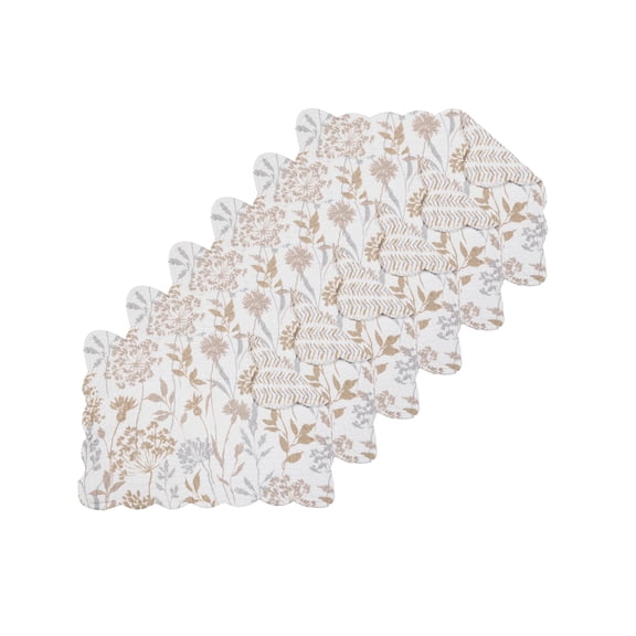 Carmella Fields 100% Cotton Quilted Set of 6 Placemats 13" x 19"