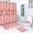 A/B, variant on KCEHTA 4 Pcs Valentine's Day Shower Curtain Set with Non Slip Rugs Toilet Lid Cover U Shape Bath Mat Love Heart Shower Curtain Valentines Bathroom Decor