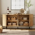 thumbnail image 3 of WAMPAT 64.4" Modern Fluted Sideboard with Slatted Doors and Shelves –Natural Oak, Ideal for Dining Room or Living Room, 3 of 6