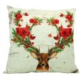 thumbnail image 1 of Christmas Deer | Pillow Cover | Throw Pillow | Deer Decor | Poinsettia Wreath | Rustic Christmas Decor | Rustic Home Decor | Grandma Gift, 1 of 6