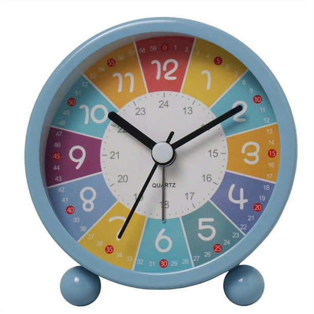 Reloj despertador for niños, luminoso, redondo, silencioso, analógico, de mesa, sin tictac.