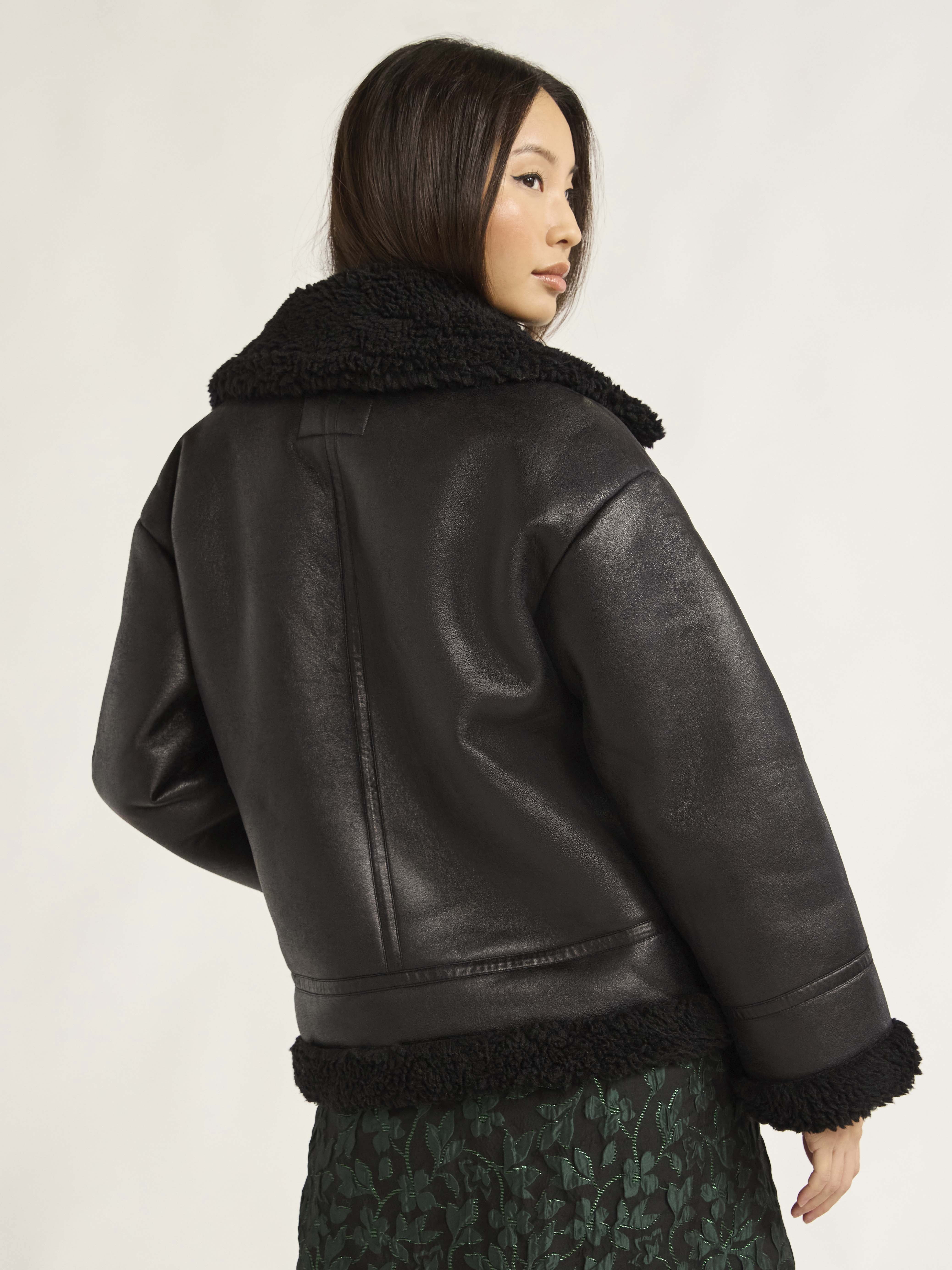 Scoop Faux Fur Moto Jacket