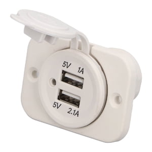 Adaptateur de chargeur de voiture, double USB Chargeur de voiture bleu LED Lumière de l'indicateur DC12-24V Étanche pour tondeuses