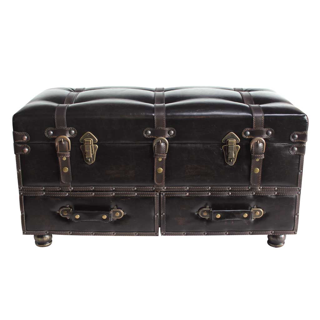 River of Goods Braxton Faux Leather Storage Trunk