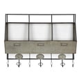 thumbnail image 3 of Kate and Laurel Arnica Antique White Wood and Metal Wall Storage Pockets with Hooks, 3 of 6