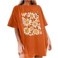 thumbnail image 1 of Faldas Cortas para Mujeres, Impresión de Flores Casual Oversized Camiseta de Manga Corta Top Hecho de 95% Poliéster 5% Spandex para Primavera Verano, Falda Corta de Verano, 1 of 7