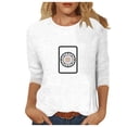 thumbnail image 2 of Womens Graphic T-shirts Half Sleeve Crewneck Mahjong Print Tee Summer Casual Tops Black M, 2 of 4
