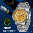 thumbnail image 5 of BERNY Automatic Dive Watches for Men, Sport 200M Waterproof Analog Mechanical Watch with Day & Date Calendar, Super Luminous, Stainless Steel, Sapphire Crystal, Fashion Men's Pro Diver Watch (Yellow), 5 of 14