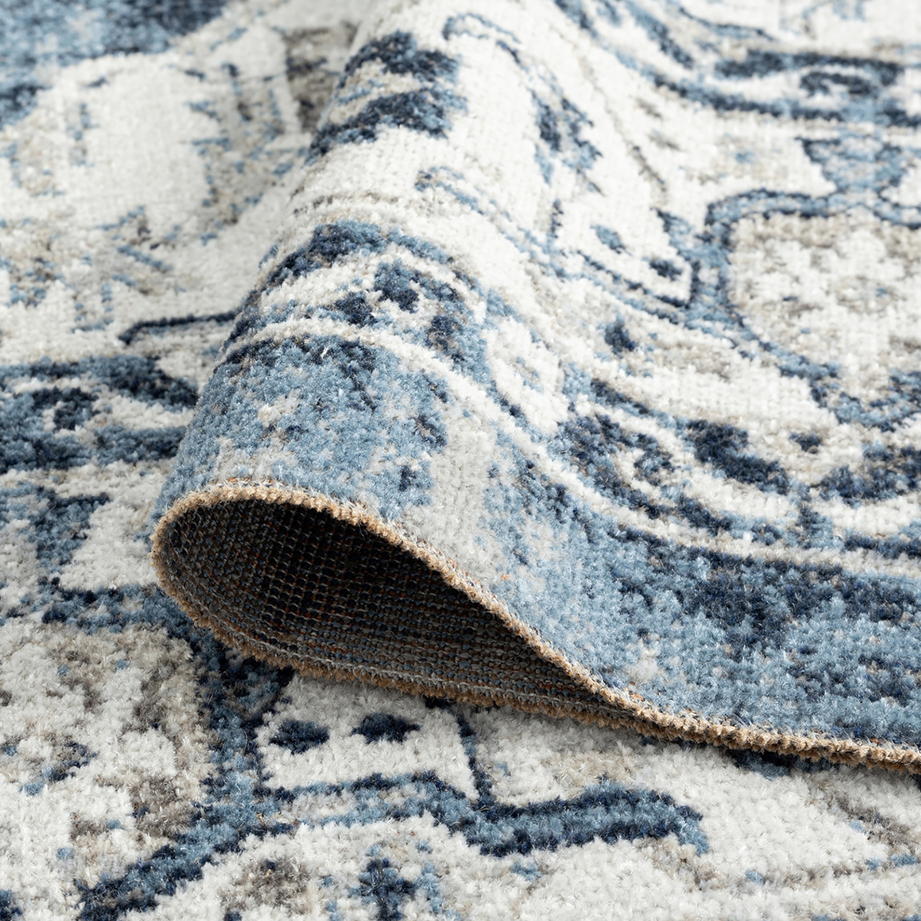 Traditional 4x6 Area Rug (4' x 5'3'') Oriental Navy, Navy Indoor Rectangle Easy to Clean