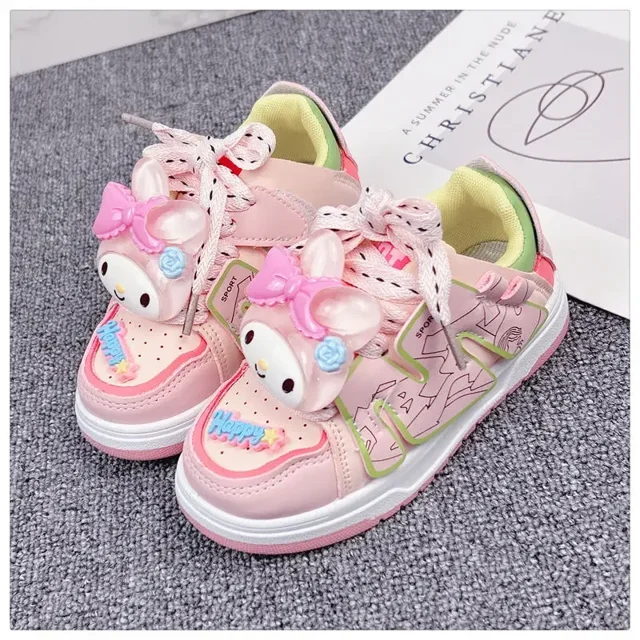 Zapatillas deportivas Sanrioed My Melody Cinnamoroll Kawaii para niños, deportivas de fondo suave para exteriores, regalo para niños