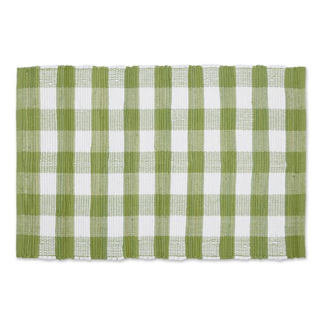 Design Imports CAMZ12558 26 x 40 in. Buffalo Check Rag Rug, Antique Green & White