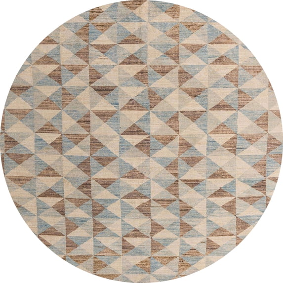 Ahgly Company Indoor Round Abstract Brown Oriental Area Rugs, 8' Round