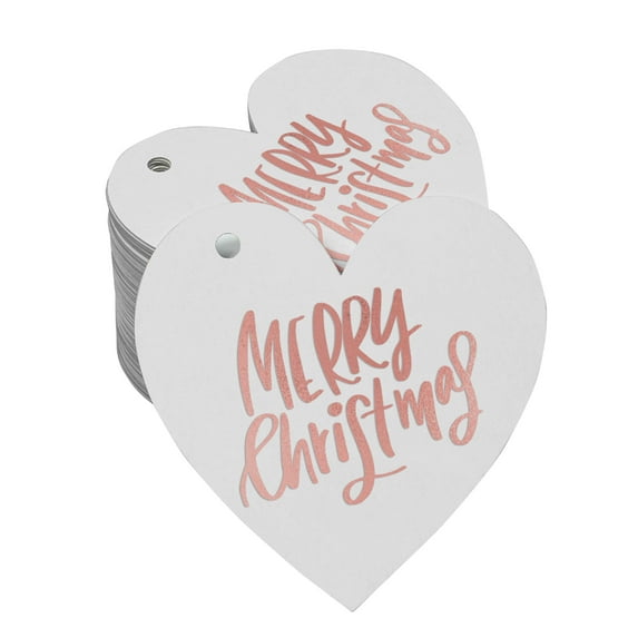 Inkdotpot Real Rose Gold Foil Merry Christmas Tag Favor Hang Paper Tag 50 Pieces