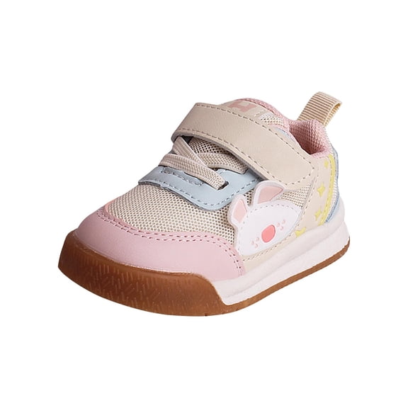 SERTG Children Cute Print Breathable Mesh Hook and Loop Closure Casual Shoes Soft Sole Slip Outdoor Walking Shoes Kids Comfortable Footwear for Daily Activities Kids Shoes(Pink,12-15 Months)