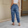 thumbnail image 7 of JJHGVB Jeans for Women Baggy Jeans Barrel Jeans Women Elastic Wide Leg Baggy Jeans For Woman Low Jeans Denim Pants With Drawstring Barrel Jeans Women High Waisted Jeans Light Blue M, 7 of 7