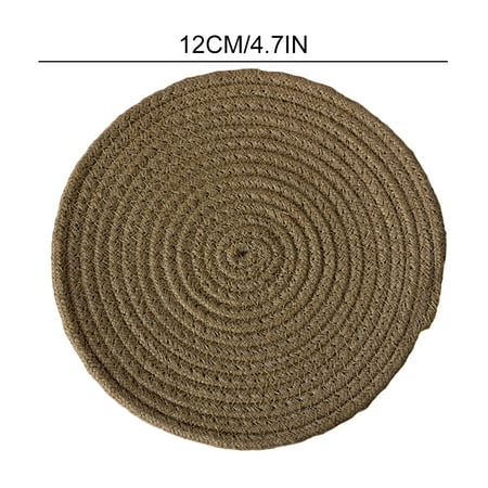 

Cup Mat Handmade Braided Woven Drink Coasters Round Drink Hot Pads Heat-Resistant Placemat Housewarming Gift Round 12cm