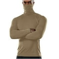 thumbnail image 2 of Yiliang Mens High Neck Lightweight ShirtsFall and Winter Long Sleeve Warm and Thermal Top Clothes ,Khaki,L, 2 of 6