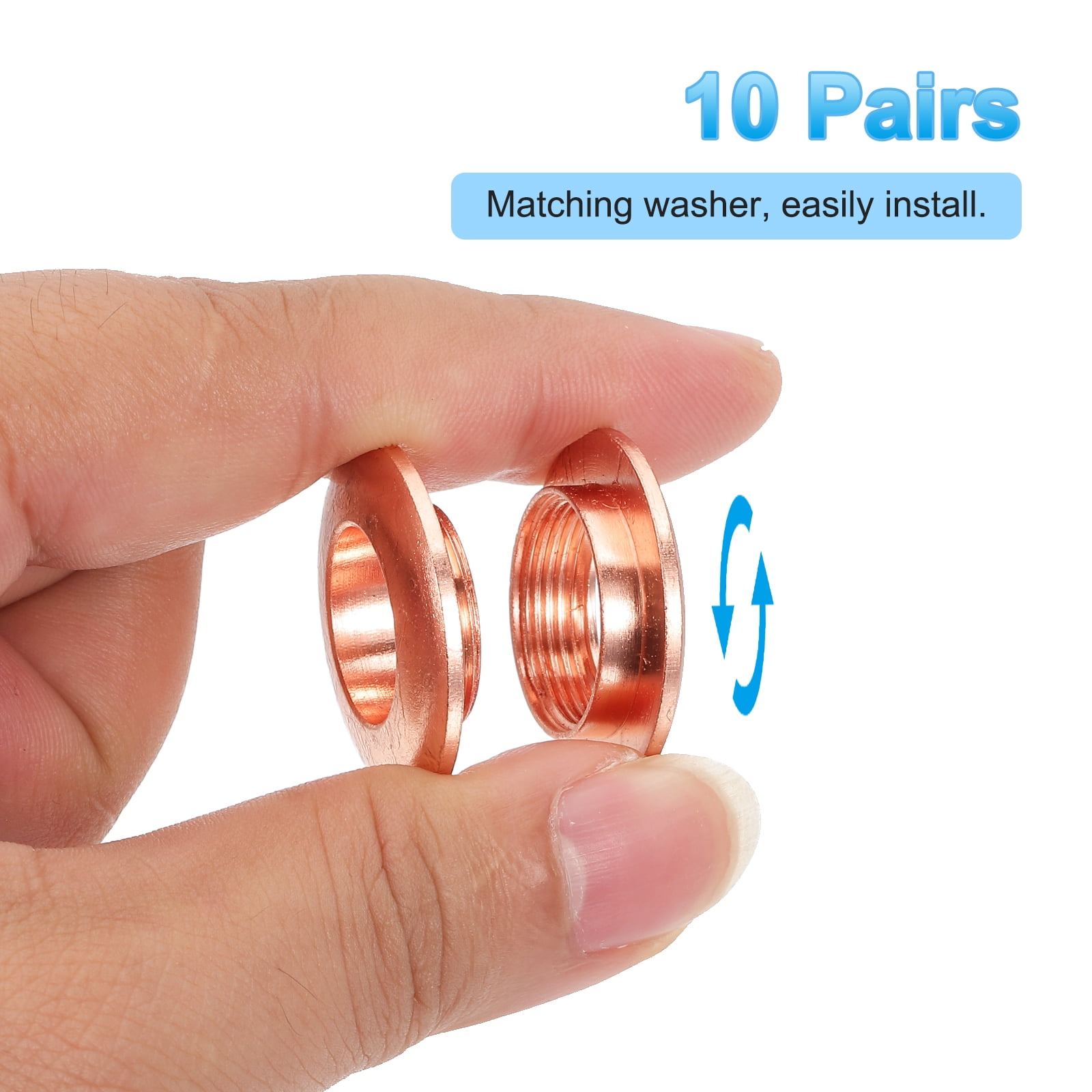 Uxcell 15.5mm(5/8 inch) Solid Brass Hole Eyelets, 10 Pcs Arc Surface Self Backing Grommets with Washer for Leather Craft, Rose Gold