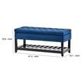 thumbnail image 5 of Benzara Storage Bench with Button Tufted Flip Top and Slatted Shelf, Blue, 5 of 5