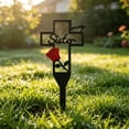thumbnail image 5 of Lypsnake Personalized Sister Memorial Cross Stake, Metal Grave Marker with Red Rose & Butterfly, Weatherproof Cemetery Decor for Memorial Day Funeral & Sympathy Gifts, 5 of 6