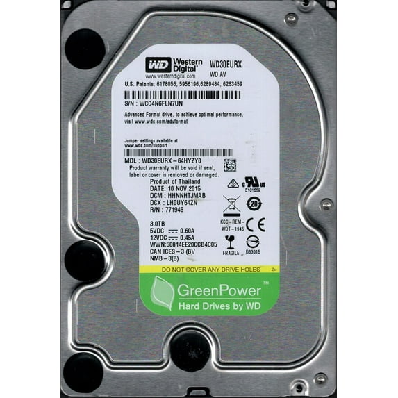Western Digital WD30EURX-64HYZY0 3TB DCM: HHNNHTJMAB