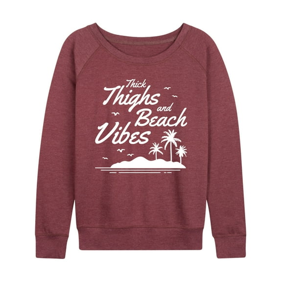 Instant Message - Thick Thighs Beach Vibes - Women's Lightweight French Terry Long Sleeve Shirt