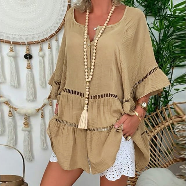 Hauts d'Été Grande Taille pour Femmes, Manches Courtes, Col en V, Pull-Over, T-Shirt en Solde