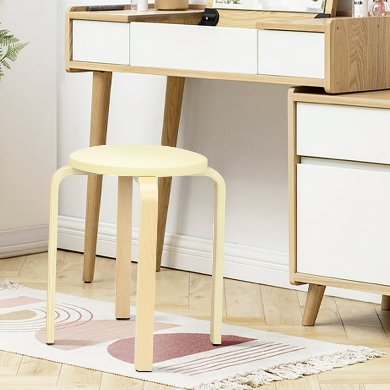 Costway Set of 4 Heavy Duty Bentwood Round Stool Stackable